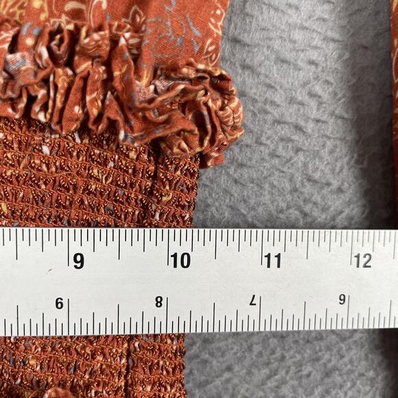 House of Harlow 1960 Dress Womens XS Floral Ruffle Smocked Long Sleeve Boho - Picture 9 of 10